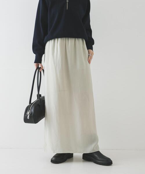 URBAN RESEARCH（アーバンリサーチ）の「キュプラギャザーIラインスカート（スカート・レディース・ライトベージュ/チャコールグレー/ブラック・38/36）」の9枚目の写真