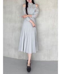 MERCURYDUO | 異素材ドッキングプリーツフレアニットワピース(ワンピース)