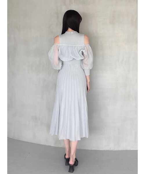 MERCURYDUO（マーキュリーデュオ）の「異素材ドッキングプリーツフレアニットワピース（ワンピース・レディース・ライトグレー/ブラック/アイボリー・MEDIUM/SMALL）」の12枚目の写真