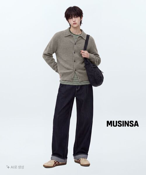 MUSINSA STANDARD（ムシンサスタンダード）の「マルチストライプリラックスド長袖Tシャツ5 [オリーブ]（Tシャツ/カットソー・メンズ・その他・X-LARGE/2XL/3XL/SMALL/MEDIUM/LARGE）」の5枚目の写真