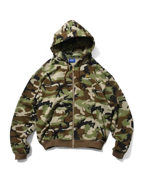 LFYT(エルエフワイティー)の「LFYT ラファイエット - GOLD L LOGO ZIP HOODIE フルジップパーカー LS260501(パーカー・メンズ・ブラウン系カモフラージュ/ブラック/ヘザーグレー・XX-LARGE/X-LARGE/LARGE/MEDIUM/SMALL)」の5枚目の写真