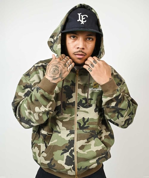 LFYT(エルエフワイティー)の「LFYT ラファイエット - GOLD L LOGO ZIP HOODIE フルジップパーカー LS260501(パーカー・メンズ・ブラウン系カモフラージュ/ブラック/ヘザーグレー・XX-LARGE/X-LARGE/LARGE/MEDIUM/SMALL)」の9枚目の写真