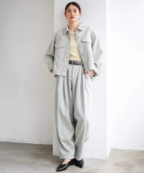 MICHEL KLEIN（ミッシェル・クラン）の「[セットアップ対応]デニムバレルパンツ（デニムパンツ・レディース・ライトグレー・38）」の4枚目の写真