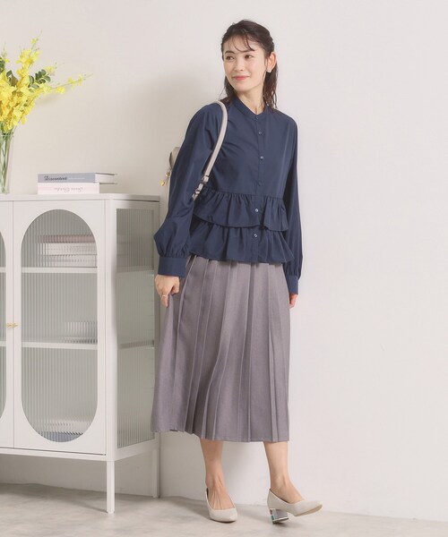 ITS'DEMO（イッツデモ）の「【洗濯機OK】ティアードフリルブラウス（シャツ/ブラウス・レディース・オフホワイト/ネイビー/ライトブルー・00）」の9枚目の写真