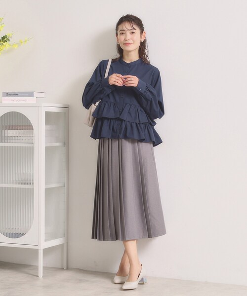 ITS'DEMO（イッツデモ）の「【洗濯機OK】ティアードフリルブラウス（シャツ/ブラウス・レディース・オフホワイト/ネイビー/ライトブルー・00）」の10枚目の写真