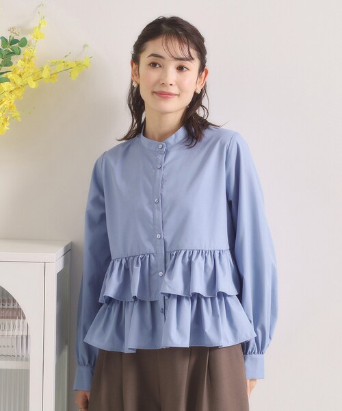 ITS'DEMO（イッツデモ）の「【洗濯機OK】ティアードフリルブラウス（シャツ/ブラウス・レディース・オフホワイト/ネイビー/ライトブルー・00）」の12枚目の写真