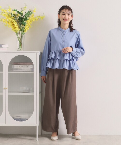 ITS'DEMO（イッツデモ）の「【洗濯機OK】ティアードフリルブラウス（シャツ/ブラウス・レディース・オフホワイト/ネイビー/ライトブルー・00）」の13枚目の写真