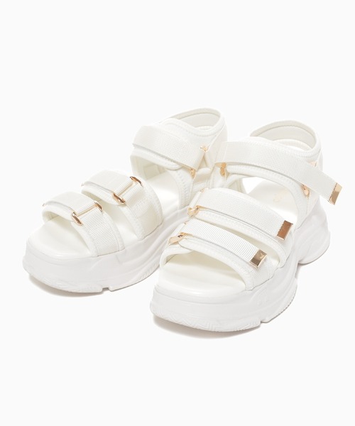 Honeys（ハニーズ）の「金具使い厚底サンダル（サンダル・レディース・ベージュ/ブラック×ホワイト/ベージュ系その他/アイボリー/ブラック・L/LL/M/S）」の16枚目の写真