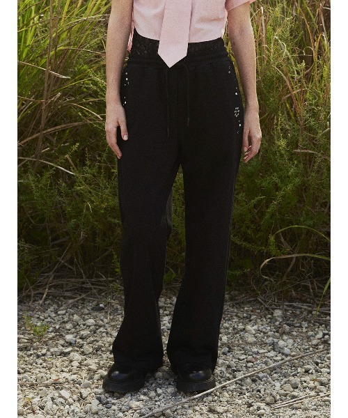 ELCHELE（エルチェレ）の「FRENCH TERRY STUDS PANTS（スウェットパンツ・レディース・ヘザーグレー/ブラック・38/36）」の9枚目の写真