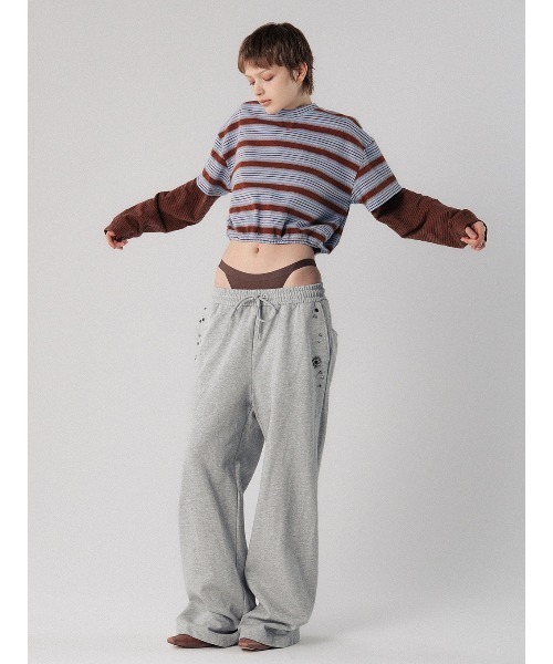 ELCHELE（エルチェレ）の「FRENCH TERRY STUDS PANTS（スウェットパンツ・レディース・ヘザーグレー/ブラック・38/36）」の7枚目の写真