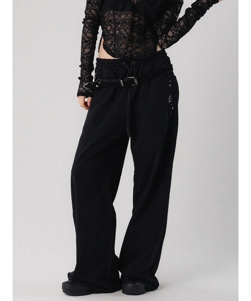 ELCHELE（エルチェレ）の「FRENCH TERRY STUDS PANTS（スウェットパンツ・レディース・ヘザーグレー/ブラック・38/36）」の11枚目の写真