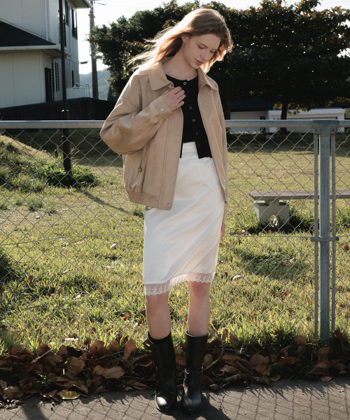 DEHEVE（デヘヴェ）の「Back Logo Suede Jacket [Beige]（その他アウター・レディース・Beige・FREE）」の3枚目の写真