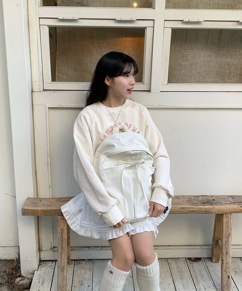 COVERNAT WOMAN(カバーナットウーマン)の「クローバーハート シャーリングナイロンバックパック ベージュ(バックパック/リュック・レディース・その他・F)」の5枚目の写真