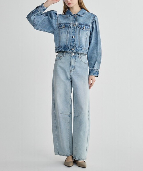 BIRTHDAY BASH(バースデイバッシュ)の「BB BARREL LEG DENIM(BBバレルレッグデニム)(デニムパンツ・レディース・ブラック/ピンク/ブルー・LARGE/MEDIUM/SMALL)」の9枚目の写真