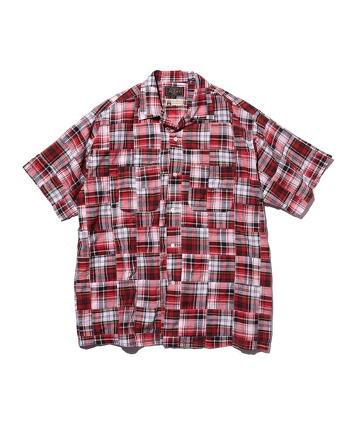 BEAMS PLUS（ビームスプラス）の「Open Collar Patchwork Madras（シャツ/ブラウス・メンズ・レッド・SMALL/X-LARGE/LARGE/MEDIUM）」の2枚目の写真