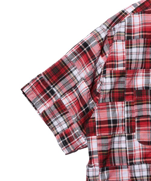BEAMS PLUS（ビームスプラス）の「Open Collar Patchwork Madras（シャツ/ブラウス・メンズ・レッド・SMALL/X-LARGE/LARGE/MEDIUM）」の4枚目の写真