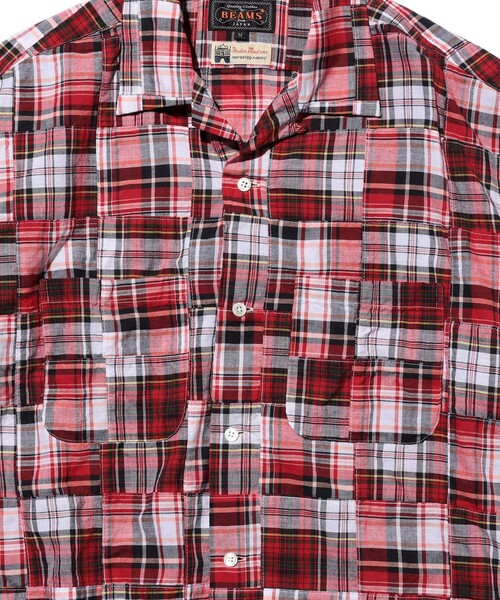 BEAMS PLUS（ビームスプラス）の「Open Collar Patchwork Madras（シャツ/ブラウス・メンズ・レッド・SMALL/X-LARGE/LARGE/MEDIUM）」の6枚目の写真