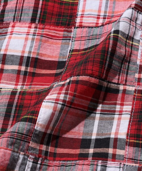 BEAMS PLUS（ビームスプラス）の「Open Collar Patchwork Madras（シャツ/ブラウス・メンズ・レッド・SMALL/X-LARGE/LARGE/MEDIUM）」の8枚目の写真