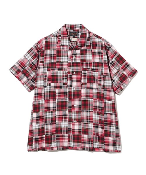 BEAMS PLUS（ビームスプラス）の「Open Collar Patchwork Madras（シャツ/ブラウス・メンズ・レッド・SMALL/X-LARGE/LARGE/MEDIUM）」の9枚目の写真