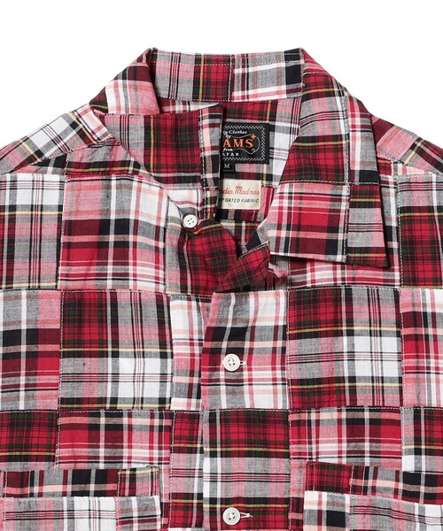 BEAMS PLUS（ビームスプラス）の「Open Collar Patchwork Madras（シャツ/ブラウス・メンズ・レッド・SMALL/X-LARGE/LARGE/MEDIUM）」の10枚目の写真