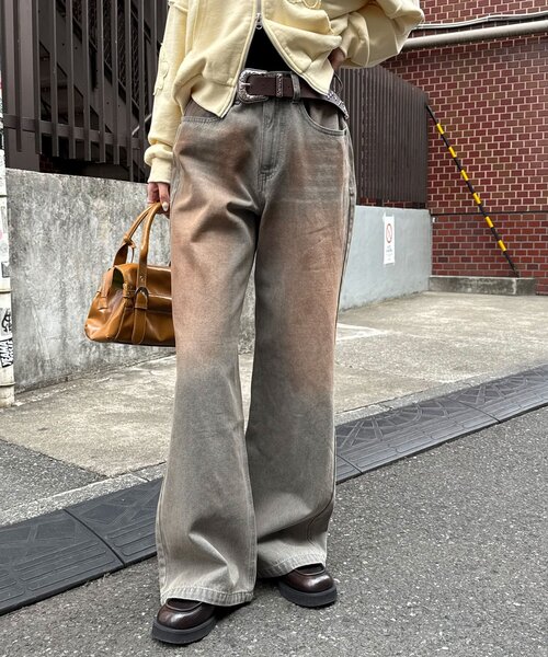 CIAOPANIC(チャオパニック)の「ヴィンテージライクセミフレアデニムパンツ(デニムパンツ・レディース・インディゴブルー/グレー/サックスブルー・LARGE/MEDIUM)」の5枚目の写真