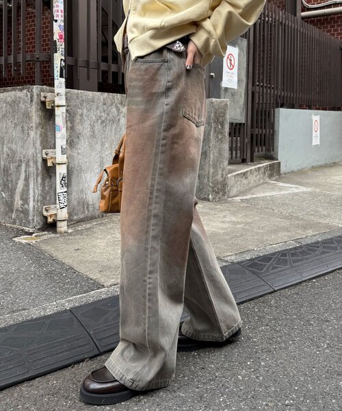 CIAOPANIC(チャオパニック)の「ヴィンテージライクセミフレアデニムパンツ(デニムパンツ・レディース・インディゴブルー/グレー/サックスブルー・LARGE/MEDIUM)」の6枚目の写真