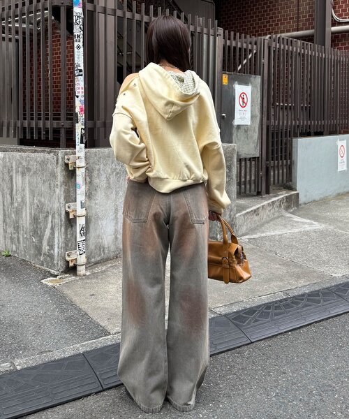 CIAOPANIC(チャオパニック)の「ヴィンテージライクセミフレアデニムパンツ(デニムパンツ・レディース・インディゴブルー/グレー/サックスブルー・LARGE/MEDIUM)」の10枚目の写真