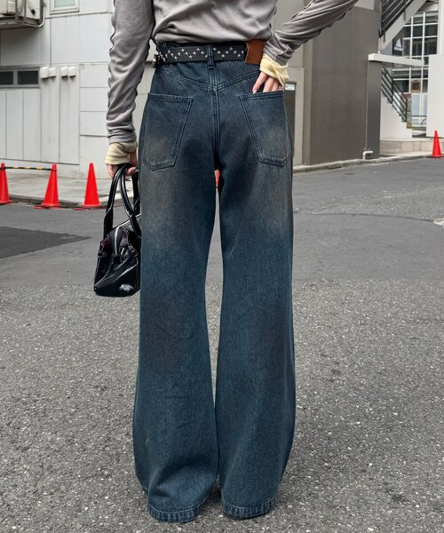 CIAOPANIC(チャオパニック)の「ヴィンテージライクセミフレアデニムパンツ(デニムパンツ・レディース・インディゴブルー/グレー/サックスブルー・LARGE/MEDIUM)」の15枚目の写真