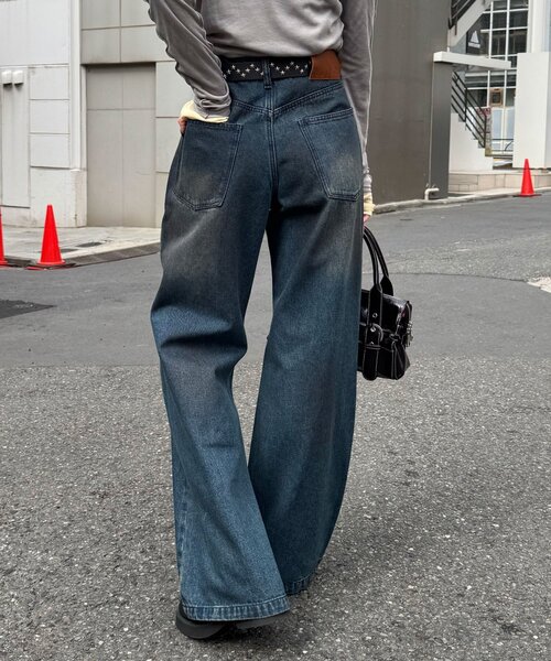 CIAOPANIC(チャオパニック)の「ヴィンテージライクセミフレアデニムパンツ(デニムパンツ・レディース・インディゴブルー/グレー/サックスブルー・LARGE/MEDIUM)」の16枚目の写真