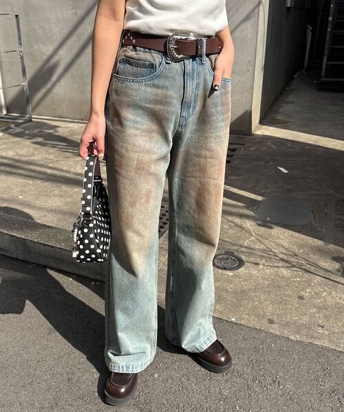 CIAOPANIC(チャオパニック)の「ヴィンテージライクセミフレアデニムパンツ(デニムパンツ・レディース・インディゴブルー/グレー/サックスブルー・LARGE/MEDIUM)」の20枚目の写真