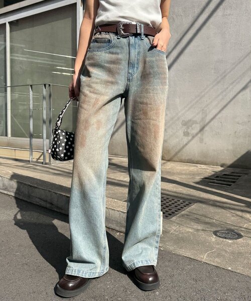 CIAOPANIC(チャオパニック)の「ヴィンテージライクセミフレアデニムパンツ(デニムパンツ・レディース・インディゴブルー/グレー/サックスブルー・LARGE/MEDIUM)」の21枚目の写真