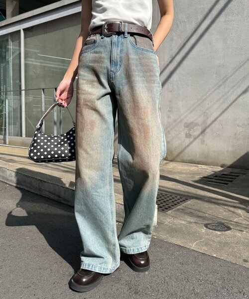 CIAOPANIC(チャオパニック)の「ヴィンテージライクセミフレアデニムパンツ(デニムパンツ・レディース・インディゴブルー/グレー/サックスブルー・LARGE/MEDIUM)」の22枚目の写真