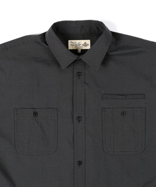 The DUFFER of ST.GEORGE（ザダファーオブセントジョージ）の「HIGH-TECH SEERSUCKER "COOLMAX" WORK SHIRT：クールマックス シアサッカー ワークシャツ / ミリタリーシャツ / セットアップ対応（シャツ/ブラウス・メンズ・ネイビー/チャコールグレー・X-LARGE/LARGE/MEDIUM/SMALL）」の11枚目の写真