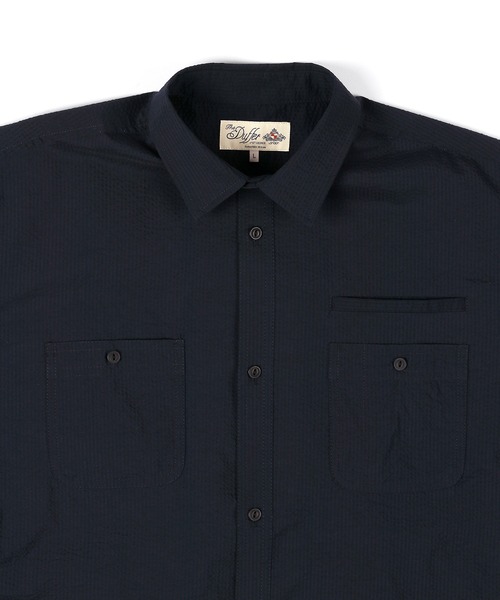 The DUFFER of ST.GEORGE（ザダファーオブセントジョージ）の「HIGH-TECH SEERSUCKER "COOLMAX" WORK SHIRT：クールマックス シアサッカー ワークシャツ / ミリタリーシャツ / セットアップ対応（シャツ/ブラウス・メンズ・ネイビー/チャコールグレー・X-LARGE/LARGE/MEDIUM/SMALL）」の12枚目の写真
