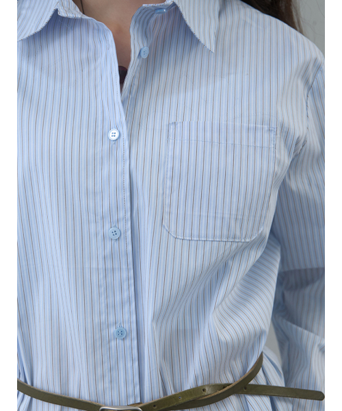 Kijun(キジュン)の「Stripe Oversized Shirt Sky Blue(シャツ/ブラウス・レディース・その他・SMALL/MEDIUM)」の7枚目の写真