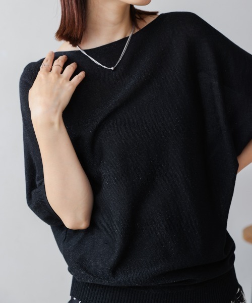 Bou Jeloud（ブージュルード）の「ラメニットプルオーバー（Tシャツ/カットソー・レディース・グレー/ブラック/ベージュ/マスタード・FREE）」の2枚目の写真