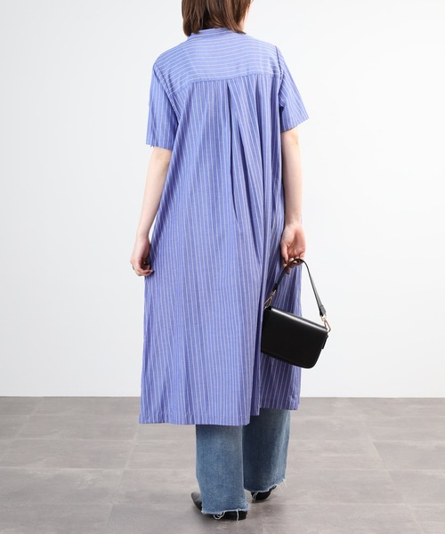 EGLANTINE（エグランティーヌ）の「EGLANTINE ノーカラーワンピース 半袖（ワンピース・レディース・ブルー系/ブラック系/ブラック・40）」の22枚目の写真
