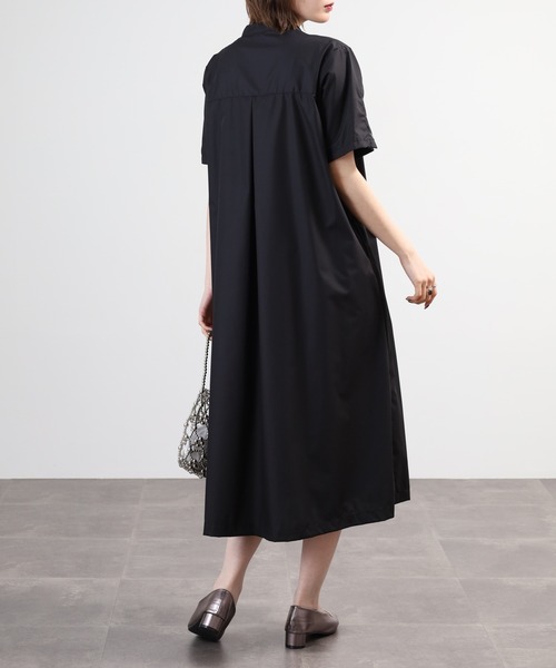 EGLANTINE（エグランティーヌ）の「EGLANTINE ノーカラーワンピース 半袖（ワンピース・レディース・ブルー系/ブラック系/ブラック・40）」の5枚目の写真