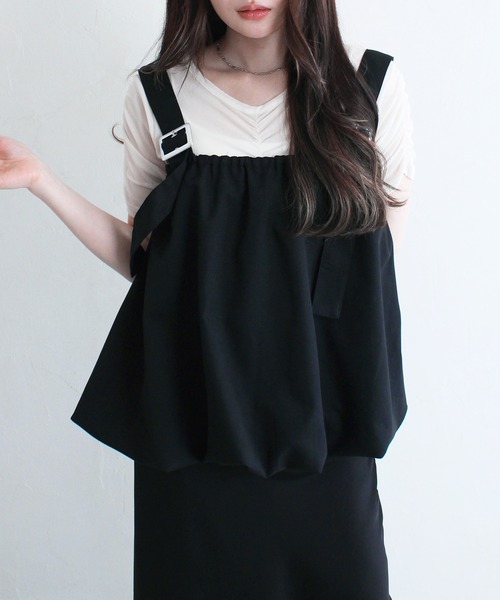 Reurie'(レウリィ)の「【ZOZO限定】ナイロンバルーンキャミ / ビスチェ タンクトップ レイヤード 重ね着 大人カジュアル シンプル 韓国 モノトーン(チュニック・レディース・グレイッシュベージュ/ブラック/チャコールグレー・FREE)」の20枚目の写真