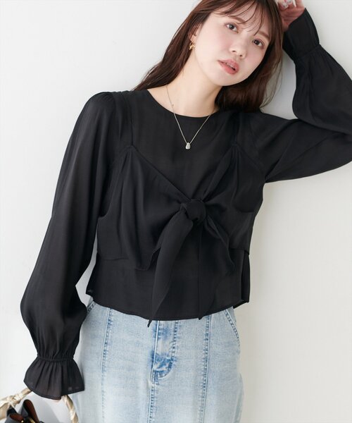 セール】リボンビスチェ＋ブラウスSET（シャツ/ブラウス）｜natural
