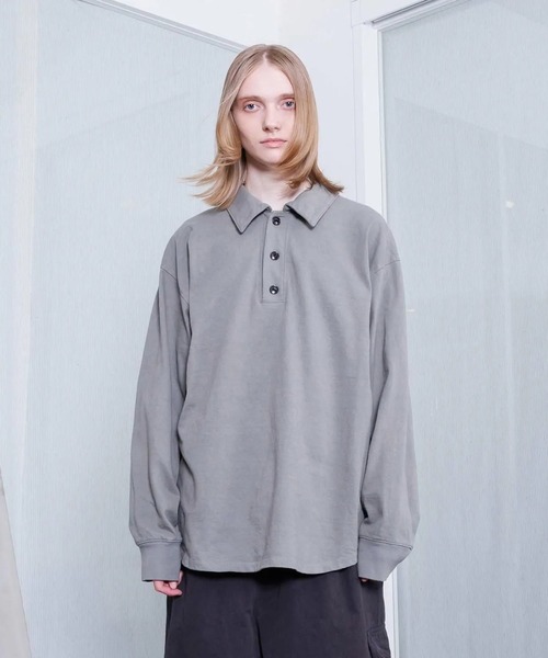 VOAAOV(ヴォアーブ)の「【VOAAOV】HEAVY JERSEY GARMENT DYE Polo Shirt(ポロシャツ・メンズ・チャコールグレー/ホワイト/オリーブ/ブラック・2/1)」の4枚目の写真