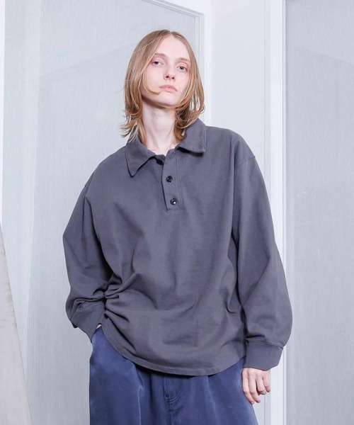 VOAAOV(ヴォアーブ)の「【VOAAOV】HEAVY JERSEY GARMENT DYE Polo Shirt(ポロシャツ・メンズ・チャコールグレー/ホワイト/オリーブ/ブラック・2/1)」の3枚目の写真