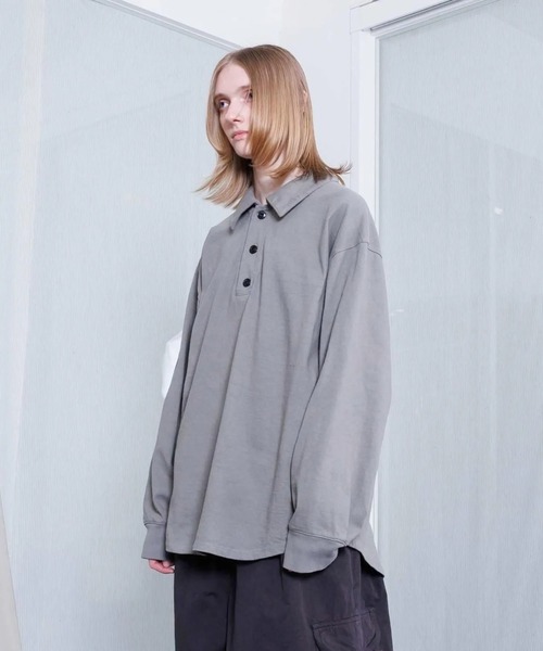 VOAAOV(ヴォアーブ)の「【VOAAOV】HEAVY JERSEY GARMENT DYE Polo Shirt(ポロシャツ・メンズ・チャコールグレー/ホワイト/オリーブ/ブラック・2/1)」の8枚目の写真