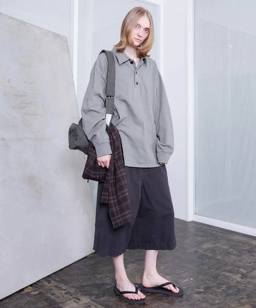 VOAAOV(ヴォアーブ)の「【VOAAOV】HEAVY JERSEY GARMENT DYE Polo Shirt(ポロシャツ・メンズ・チャコールグレー/ホワイト/オリーブ/ブラック・2/1)」の6枚目の写真