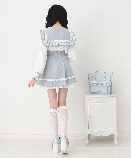 DearMyLove(ディアマイラブ)の「レースアップリボンプリーツスカート(スカート・レディース・ブラック/ブルーグレー・3L/LARGE/MEDIUM)」の3枚目の写真