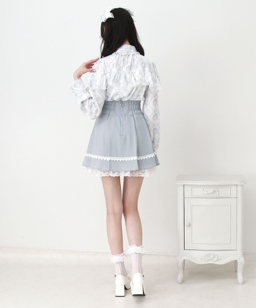DearMyLove(ディアマイラブ)の「レースアップリボンプリーツスカート(スカート・レディース・ブラック/ブルーグレー・3L/LARGE/MEDIUM)」の7枚目の写真
