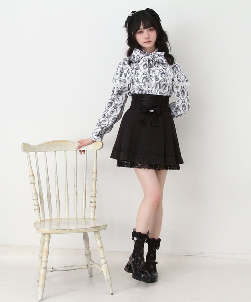 DearMyLove(ディアマイラブ)の「レースアップリボンプリーツスカート(スカート・レディース・ブラック/ブルーグレー・3L/LARGE/MEDIUM)」の10枚目の写真