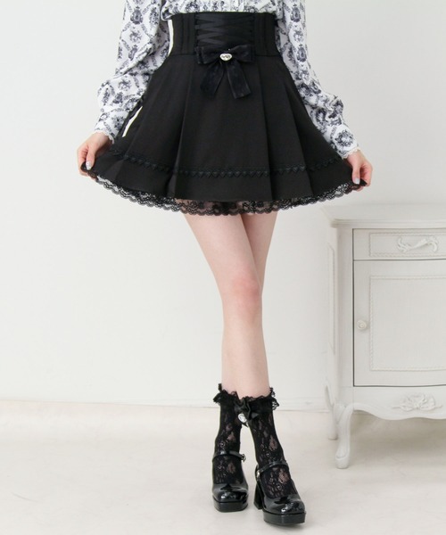 DearMyLove(ディアマイラブ)の「レースアップリボンプリーツスカート(スカート・レディース・ブラック/ブルーグレー・3L/LARGE/MEDIUM)」の12枚目の写真