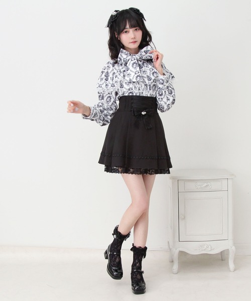 DearMyLove(ディアマイラブ)の「レースアップリボンプリーツスカート(スカート・レディース・ブラック/ブルーグレー・3L/LARGE/MEDIUM)」の13枚目の写真