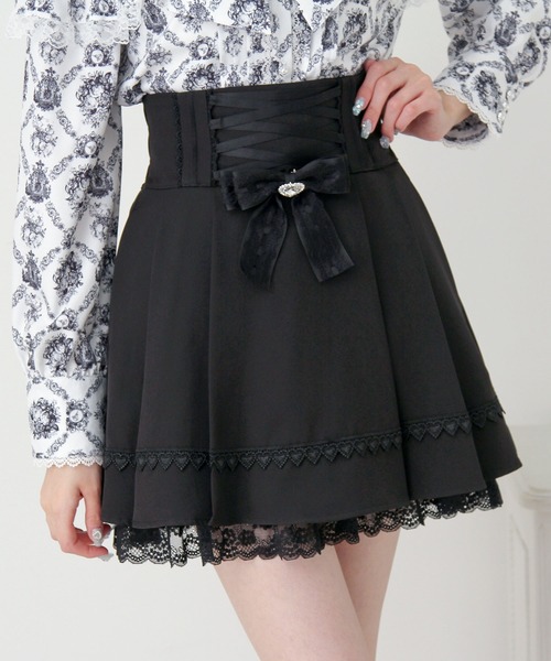 DearMyLove(ディアマイラブ)の「レースアップリボンプリーツスカート(スカート・レディース・ブラック/ブルーグレー・3L/LARGE/MEDIUM)」の15枚目の写真